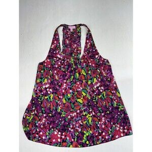 Lilly Pulitzer Wild Confetti Devaney Ruffled Floral Racetrack Tank Top Women’s L
